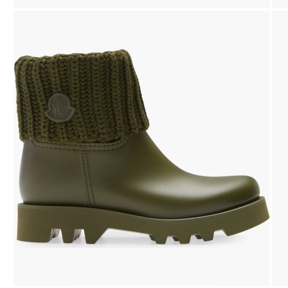 NIB $400 Moncler Ginette Waterproof Rain Boot in Green - size 10 US  / 40 EU! - Picture 3 of 6